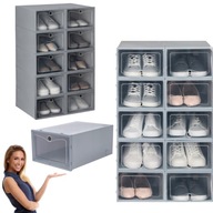 SZAFKA ORGANIZER POJEMNIK NA BUTY OBUWIE WYSOKI WĄSKI SZARY Z KLAPKĄ