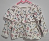 Dunnes Stories – Biała Bluza Wiosenna z Kwiatkami i Falbanką – 98 3 lata