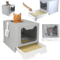 DUŻA KUWETA DLA KOTA KRYTA Z SZUFLADĄ + ŁOPATKA TOALETA ŁAZIENKA WC ŻWIREK