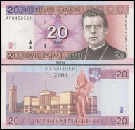 BNA - LITWA 20 Litów Litu 2001 AF 8452721 # P66 # XF++
