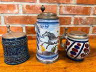 Kufel kolekcjonerski, zestaw 3 szt. antyk.