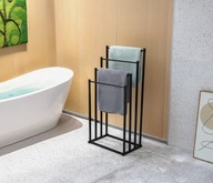 STOJAK CZARNY NA RĘCZNIKI WIESZAK STOJĄCY PODŁOGOWY ŁAZIENKOWY 4 RAMIONA