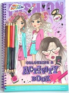 Książka do kolorowania i ćwiczeń, activity book, kredki, moda, naklejki, A4