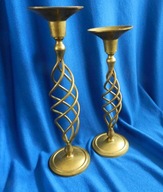 PIĘKNE designerskie ŚWIECZNIKI PARA spirala mosiądz