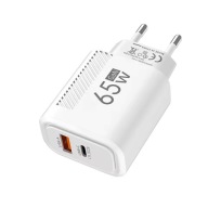 Szybka ładowarka GaN 65W USB, USB typu C Quick Charge 3.0 biały