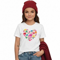 Koszulka dziecięca prezent Serce Kwiaty Walentynki urodziny 122-128 7-8 lat