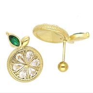 65723 Kolczyki złota stal chirurgiczna piercing cytryny z cyrkoniami