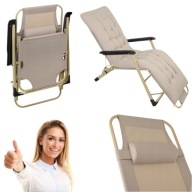 FOTEL LEŻAK OGRODOWY PLAŻOWY SKŁADANY PODUSZKA ROZKŁADANY LEŻANKA OGRODOWA
