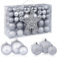 Srebrny Zestaw XXL Bombek Choinkowych 100 szt.