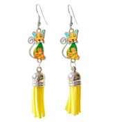 Kolczyki z kotem i chwostem - żółte