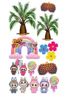 Opłatek na Tort Labubu Dekoracja do Tortu na Urodziny Wydruk Cukrowy