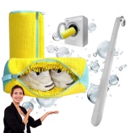 ZESTAW 2X WOREK Z MIKROFIBRY DO PRANIA BUTÓW TORBA SIATKA POKROWIEC + ŁYŻKA