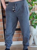 spodnie dresowe dresy dres szary melanż cotton+poliester sweatpants XL
