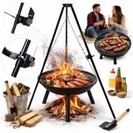 PALENISKO OGRODOWE GRILL NA OGNISKO 80CM RUSZT STALOWY REGULOWANY TRÓJNÓG