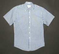 YELLOW SPRINGS_Cudna KOSZULA biała paski klasyczna krótki rękaw MODNA_S/M