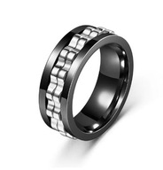 Czarna Obrączka Spinner z Trybikiem stal 316L