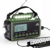 Radio solarne awaryjne 12000mAh AM FM SW korba USB-C latarka SOS camping