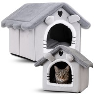 Legowisko dla kota domek budka pluszowa poduszka buda dla kotów małych psów