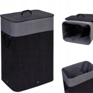 KOSZ WOLNOSTOJĄCY NA PRANIE STYLOWY 80L CZARNY SKŁADANY POJEMNY MOCNY