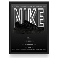 Plakat Nike P-6000 “Triple Black” Fogy (Czarna/Biała Ramka)