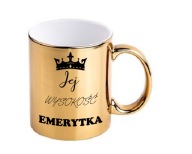 Kubek złoty dla emerytki na urodziny na prezent do pracy