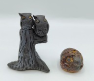 Starodawne ręcznie wykonane z gliny malutkie SÓWKI