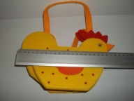 FILCOWY KOSZYK NA WIELKANOC KOGUTEK 22X7X24CM