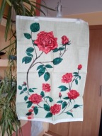 Śliczna lniana makatka z okresu PRL - z metką - 71cm x 50 cm !!