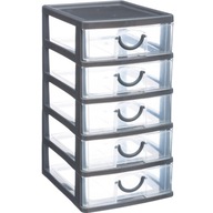 ORGANIZER plastikowy przezroczysty POJEMNIK Z 5 SZUFLADAMI POJEMNY MODNY