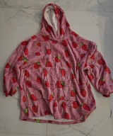 Bluza Koc Kocobluza 2w1 Oversize Kaptur Gruba Sherpa Różowa Truskawki