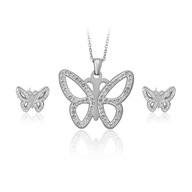 NA JUTRO Srebrny Komplet MOTYL MOTYLEK Łańcuszek PUDEŁKO kolczyki ze stali
