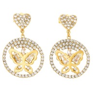 43868 Kolczyki stal chirurgiczna 316L pozłacane 18k "brylantowe" motyle