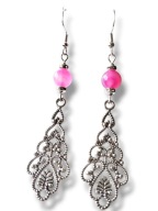 AG54 Kolczyki kamienie AGAT różowe długie