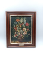 Bogaty bukiet kwiatów w ozdobnej wazie - prześliczny obraz na płótnie 40cm