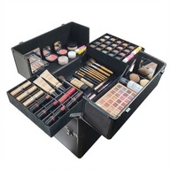 KUFEREK KOSMETYCZNY XXL WALIZKA NA LAMPĘ FREZARKĘ LAKIERY 3 POZIOMY CZARNY