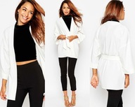 Płaszcz wiązany Asos 36 S letni narzutka ekri kimono żakiet z paskiem