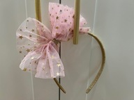 OPASKA NA GŁOWĘ Z KOKARDĄ Dziecięca WSTĄŻKA różowo-złota