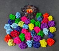 Różyczki małe kwiaty z krepiny na palmę wielkanocną 10 szt.