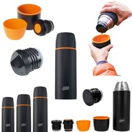 TERMOS NA HERBATĘ KAWĘ NAPOJE 1 LITR PRÓŻNIOWY STAL - 2 KUBKI + KORKI ESBIT