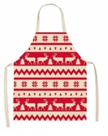 Fartuch świąteczny w renifery biały czerwony piękny wiązany na Boże Święta
