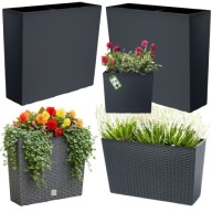DONICA SKRZYNIA ANTRACYT NA TARAS OGRODOWA KWIETNIK Z WKŁADEM 58x18x50 CM