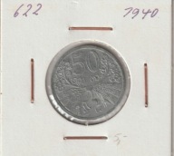 Czechoslowacja 50 Halerzy 1940 okupacja Niemiecka cynk stan 1