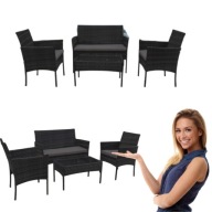 MEBLE OGRODOWE ZESTAW SOFA STOLIK FOTELE technorattan MEBLI NA 5 OSÓB