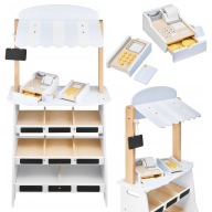 SKLEP DO ZABAWY DLA DZIECI MONTESSORI DREWNIANY STRAGAN Z KASĄ I TERMINALEM