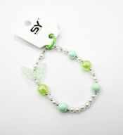 Zawieszka do telefonu kluczy kulki koraliki zielone perełki motylek 3D