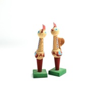 Figurki drewniane koguty drewno Podhale Kurpie prl vintage lata 60 60s