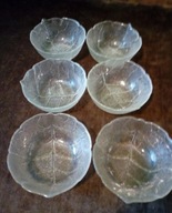 SALATERKI MISECZKI SZKŁO FRANCJA ARCOROC LIŚĆ ASPEN 6 sztuk 15 x 3,5 cm