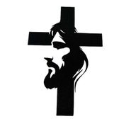 Krzyż czarny na ścianę dewocjonalia ozdoba twarz Jezusa 25 cm