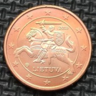 **EURO LITWA *5 eurocentów *049* 2015r*UNC Herb, Wojownik Rycerz na koniu