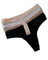 Zestaw 5 x Stringi damskie bawełniane z cyrkoniami serca MEDOOSI rozmiar L